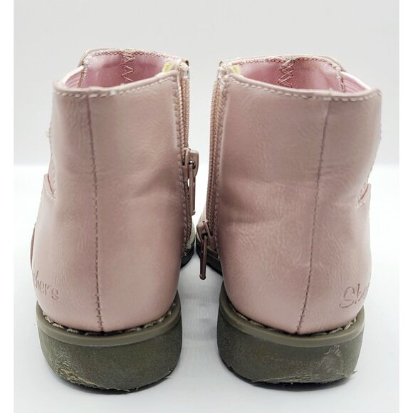 Skechers Girls Pink Ankle Boots With Star & Stitch Detail Size 7 - Picture 4 of 9